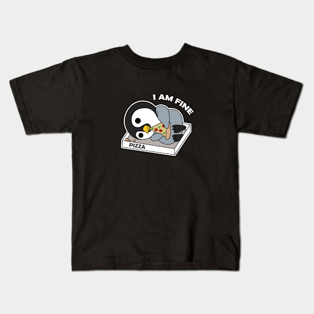 Depressed Pizza Penguin Kids T-Shirt by Tobias Store